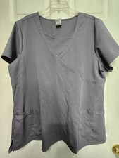 Dickies Scrub Top Size 2XL Grey/Pewter Mock Wrap-Chest 27"/L 29.5"