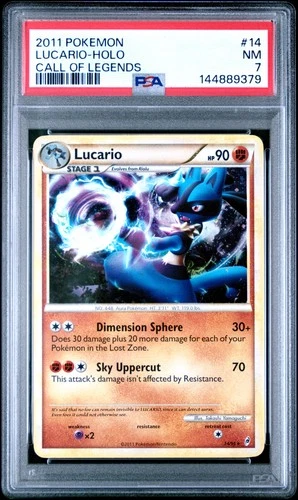 2011 POKEMON CALL OF LEGENDS #14 LUCARIO-HOLO PSA 7