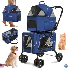 4-in-1 Pet Stroller for Small/Medium Dogs  Cats - Detachable Carriers, Sturdy