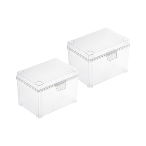 2 Pieces Transparent Storage Boxes with Lid Desktop Organizers Saving Space - Picture 3 of 7