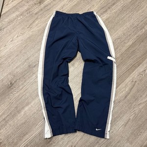 Nike Y2K Baggy Track Pants Navy Blue White Grey Stripe Lined Boys XL Athletic