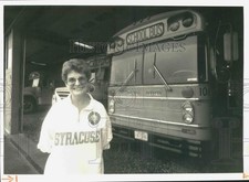 Press Photo Syracuse School Bus Driver at Blue Bird Bus - sya21912