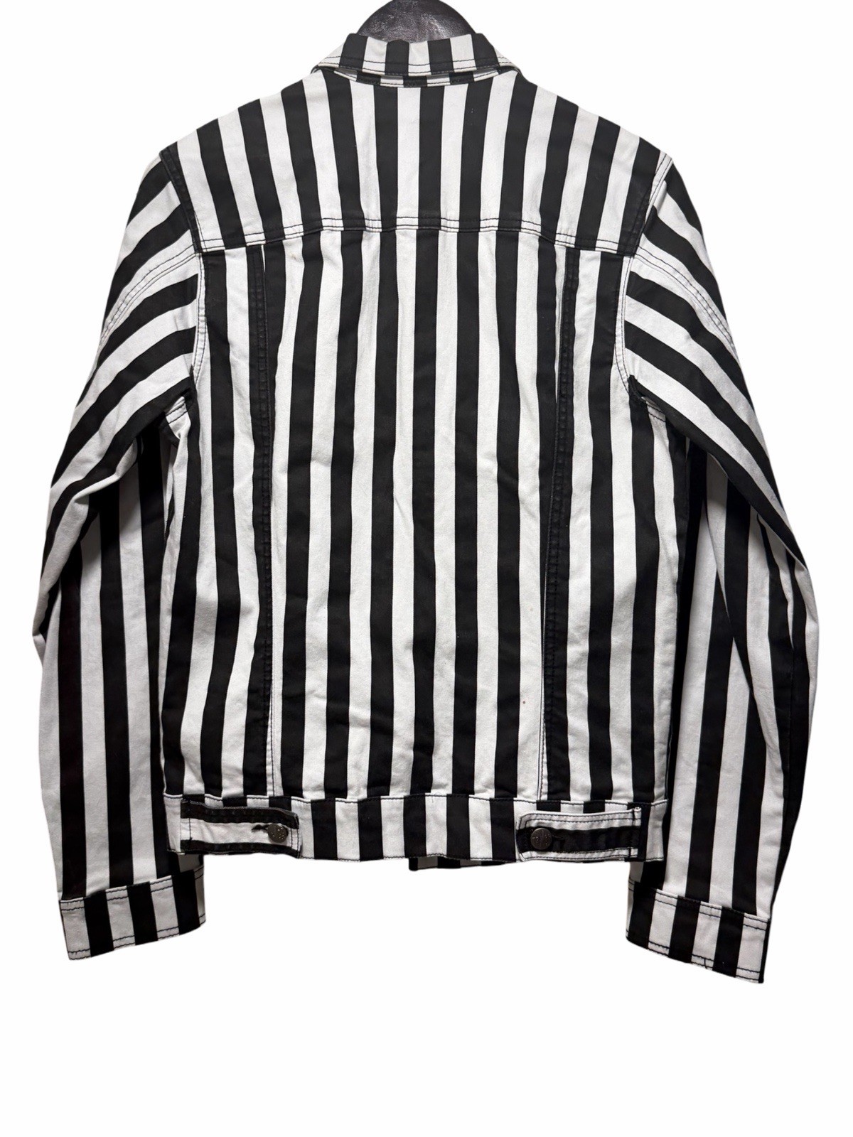 Vintage Tripp NYC Wide Striped Trucker Jacket Size S Y2K Goth Punk Grunge RARE image 9