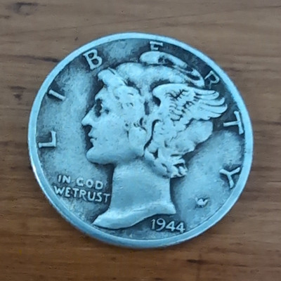 1944 Mercury (Liberty Head) Dime 10C Circulated possible toning reverse side 