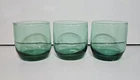 Anchor Hocking Green Lowball Rocks Glasses Set of 3 Vintage Glass Drinkware