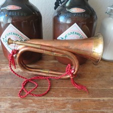 Vintage Copper And Brass Military Style Bugle With Detachable Mouthpiece 11  