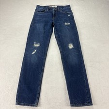 Levis 502 Jeans Boys 14 Regular Med Wash Straight Leg Distressed Measures 28x29