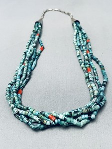 ONE OF THE BEST VINTAGE NAVAJO SPIDERWEB TURQUOISE STERLING SILVER NECKLACE