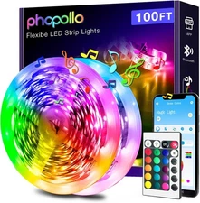 100Ft Led Strip Lights (2 Rolls of 50Ft) Bluetooth Smart App Control Music Sync