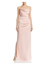 LAUNDRY Womens Slitted Spaghetti Strap Cowl Neck Full-Length Formal Sheath Dress