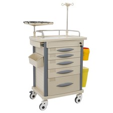 Medical Crash Cart 5 Drawers Trolley Cart Emergency Cart for Hospitals Clinic
