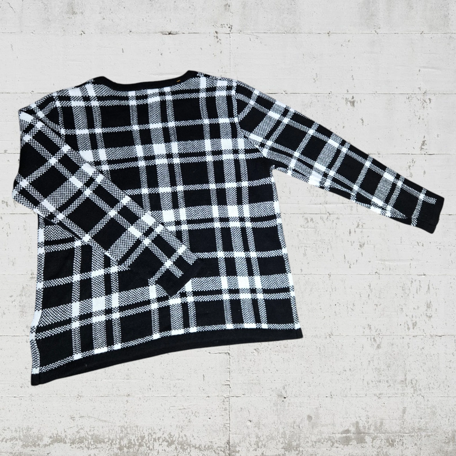 Ugly Christmas Black Plaid Glitter Santa Crewneck Womens Knit Sweater Size XL