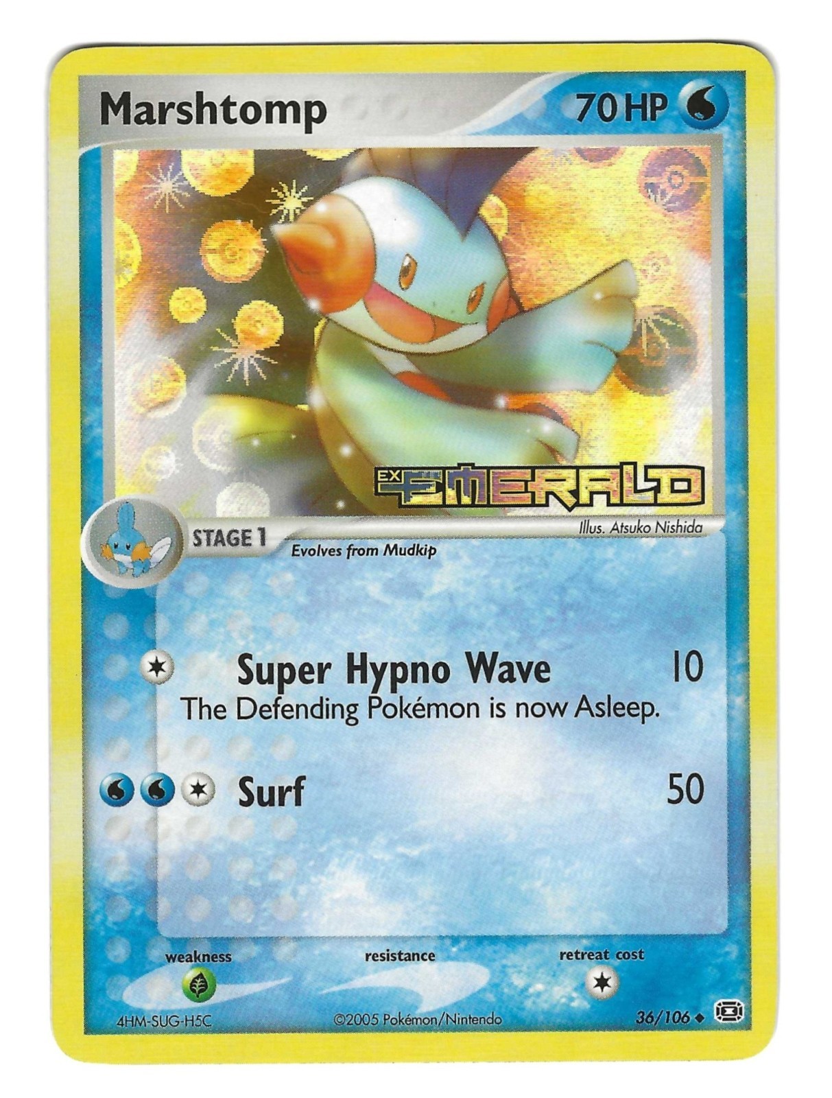 2005 Pokemon EX Emerald Marshtomp 36/106 Reverse Holo Stamped NM/Pack Fresh