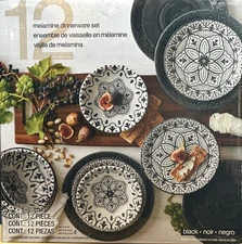 Pandex Melamine Dinnerware Plate Set 12-piece Durable & Heavyweight New In Box