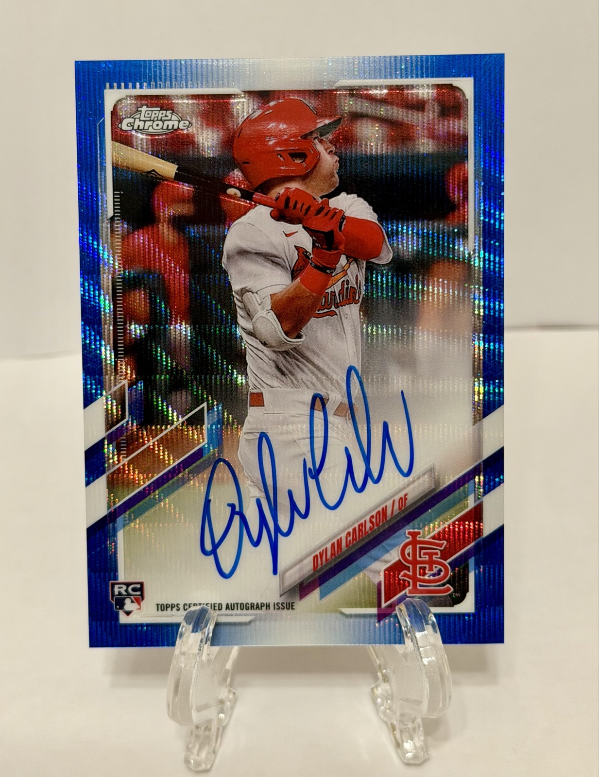 2021 Topps Chrome - Rookie Auto Dylan Carlson #RA-DC Blue Wave Refractor /150
