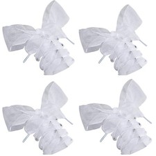 YFLY Shoe Laces, Soft Casual Flat Satin Ribbon Shoelaces Medium, 2pcs White