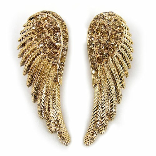 Lovely Angel Wing 5.5cm Long Use Austrian Crystal Studs Earrings - 6 Colors - Picture 8 of 19