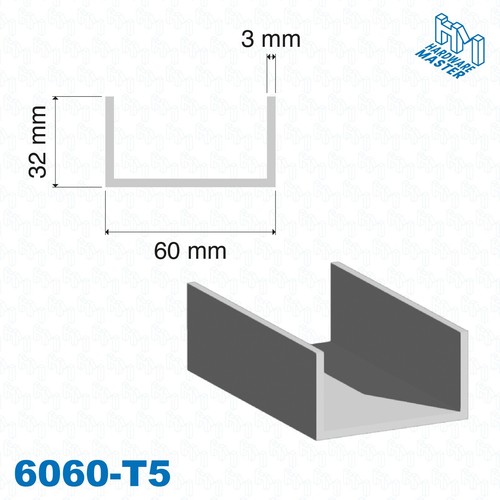 Aluminium Channel U Channel 6060/T5 | 6082/T6 Frame | 100mm-1000m | Various Size - Picture 16 of 19