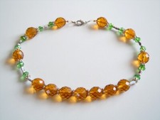 Collier En Verre Facetté Boule + Tiges Cloisonnées 62,6 G/42 Cm