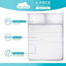 LuxuryBreathable WhiteSolid 4PC Sheet Set US-All Size PureEgyptainCotton 1000 TC