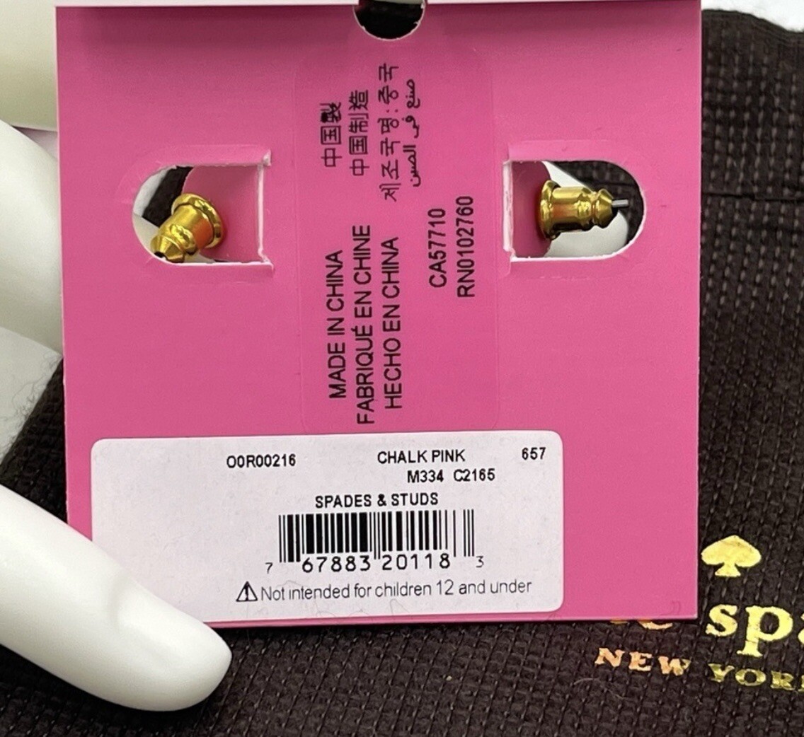 Kate Spade spades & studs enamel huggies Earrings in Chalk Pink thumbnail 3