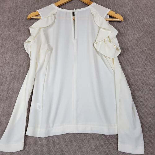 Chelsea & Violet CV Blouse Womens XSmall Cream Open Shoulders Ruffles Longsleeve - Picture 5 of 10