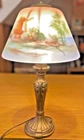 HAND PAINTED Boudoir Lamp 14" tall Antique Milk Glass