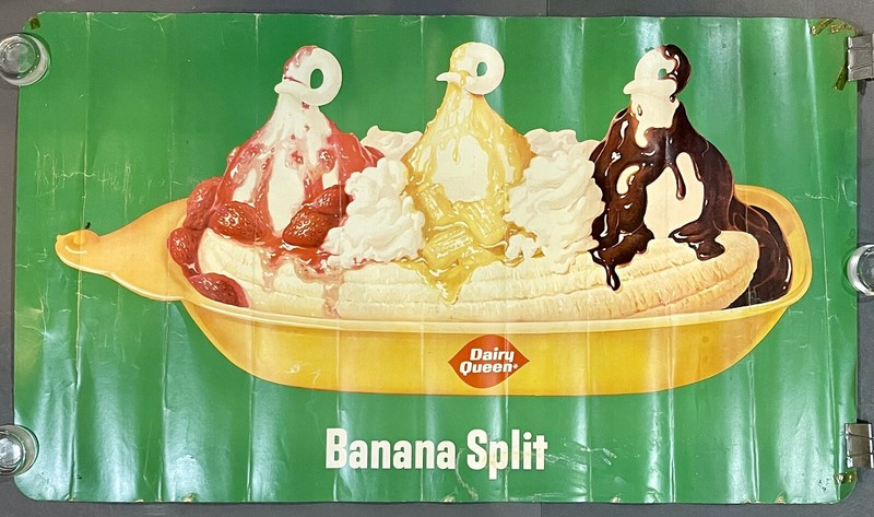 Vintage 1965 Dairy Queen National Development Banana Split Store Display Poster