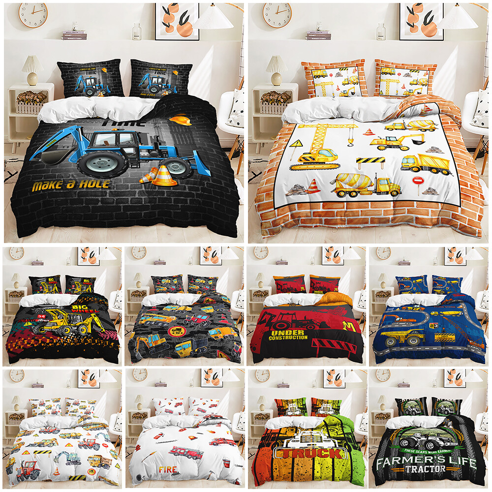 Monster Truck Farmer's Life Tractor Excavator Doona Duvet Quilt