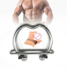 Men Metal Stainless Steel Ring Scrotum Ball Penis Stretcher Enhancer Adjustable