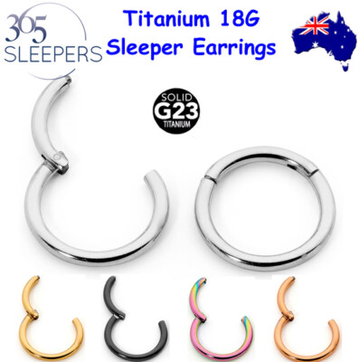 Pair 365 Sleepers G23 Titanium 18G Hinged Hoop Segment