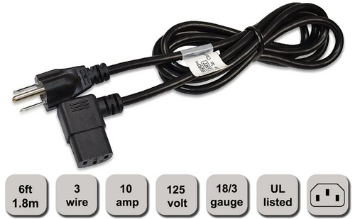 6ft AC Power Cord Right Angle for Samsung FP HL HP LN PL PN SP Series LED LCD TV - Picture 8 of 9