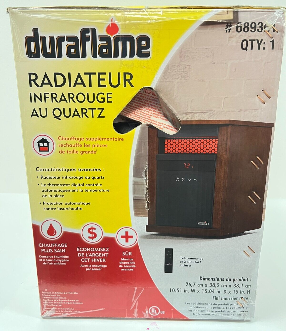 Duraflame 9HM1000-C240 5.200 BTU 1500W Infrared Electric Space Heater -  Brown for sale online | eBay