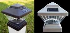 2/4/8/12pc Black/White Solar Post Deck Cap Fence LED Light For 4"x4" PVC Post