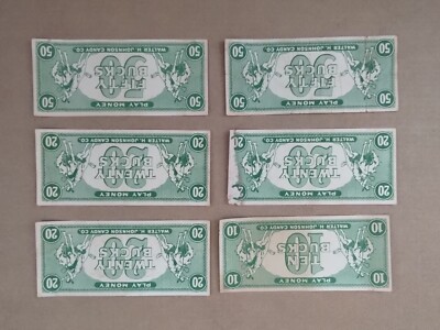Vintage Walter H Johnson Candy Co. Play Money...$ 170 Bucks