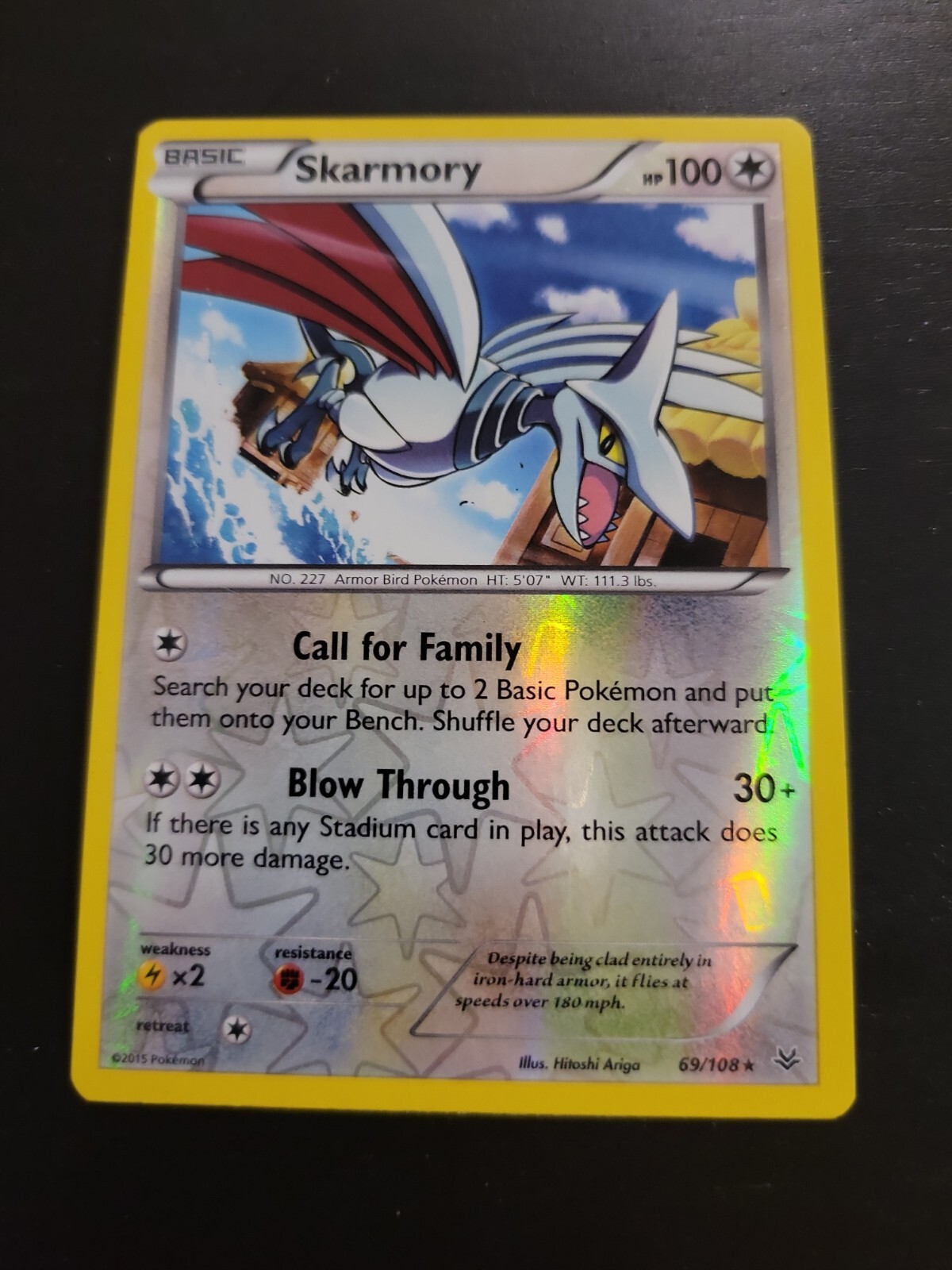 Pokemon TCG Card 2015 Roaring Skies - Skarmory 69/108 Reverse Holo