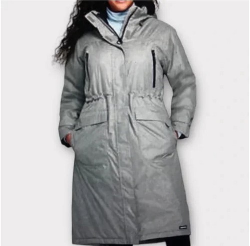 NWT Lands' End Women's Squall Insulated Long Stadium Coat Gray Sz Medium - Picture 2 of 16