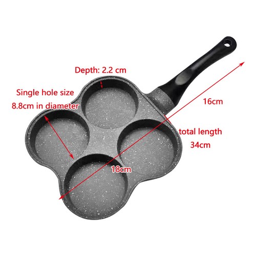 Frying Pot Cook Tool 3/4 Hole Pan Non-stick Pancake Steak Egg Hamburg Omelet - Bild 16 von 24