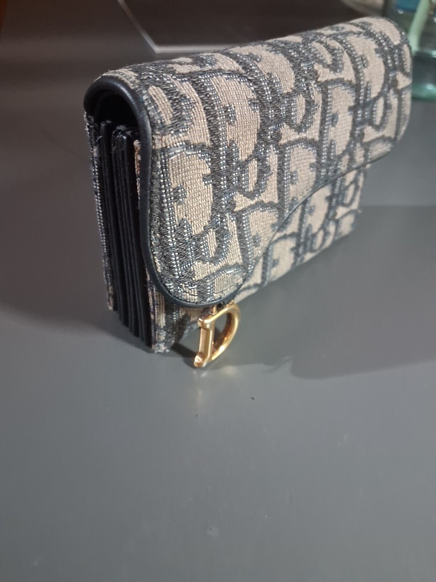 Christian Dior Saddle Jasmine Gusset Card Holder Blue | eBay