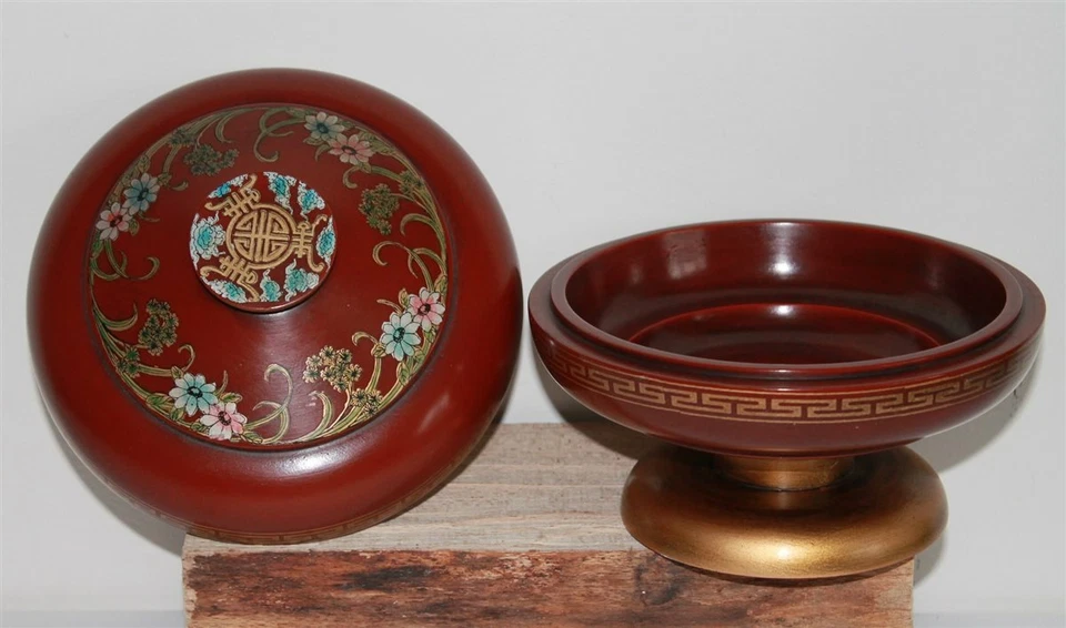 985 China Caja Cofre Joyero Bote Madera Asia Madera Rojo Tapa 1001 Noche - Imagen 3 de 4