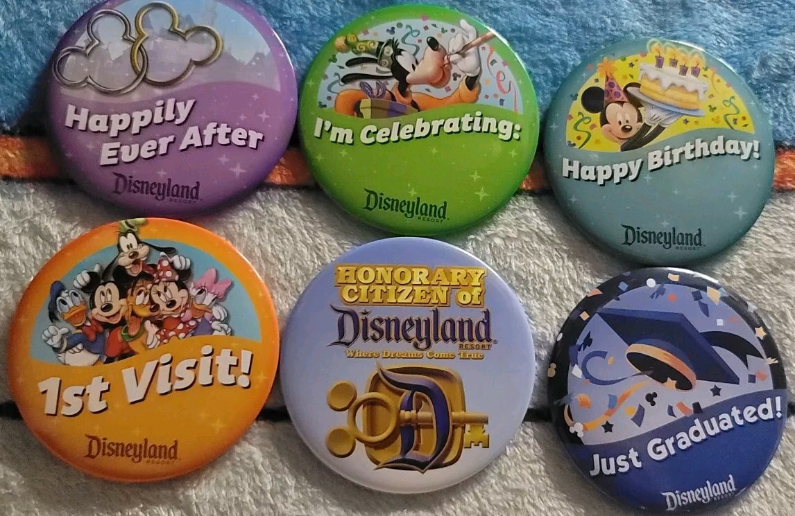 Disneyland Collectible Button Set Happy Birthday 1st Visit Just