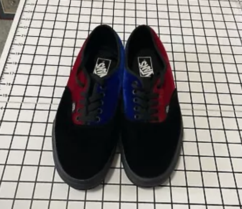 Vans Off the Wall Velvet Tri Tone Shoes Mens 9.5 Womens 11 Red Blue Black 721454
