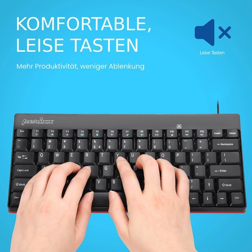 Perixx PERIBOARD-422 DE, Mini USB-C Tastatur kabelgebunden, schwarz - Bild 7 von 7