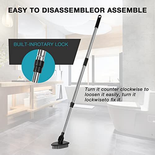 Duschbadewanne & Fliesenwäscher Reinigungsbürste mit langem Griff 46 Zoll - schwarz - Bild 7 von 8