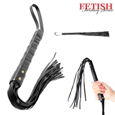 Fetish Fantasy Flogger Flat Tip Soft Black Faux Leather Whip