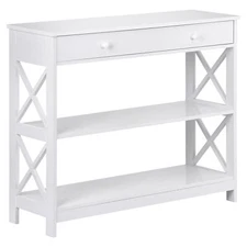 3 Tier Console Table with Storage Shelf Hallway Sofa Table Home Decor White