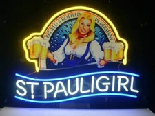 St. Pauli Girl Imported Beer Bier 24"x20" Neon Light Sign Lamp Glass Wall Decor