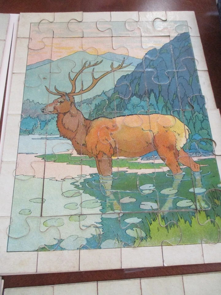 Vintage Milton Bradley's Heavy Cut Animals caja de 6 puzzles en caja Foto 4 de 4