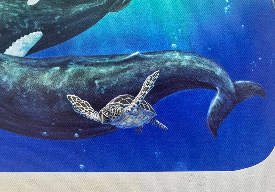 Chick Bragg WHALES SONG Arte Giclee Firmado a Mano sobre Lienzo 17" x 11" Foto 2 de 4