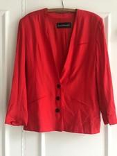 Louis Feraud Red Jacket 14 Linen Blend Vintage Designer.